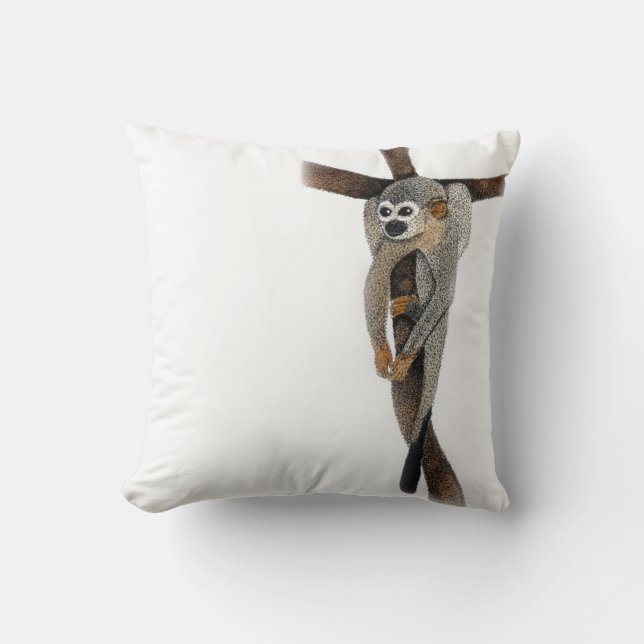 cute spider monkey art cushion (Front)