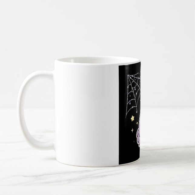 Cute Spider On Sparkly Web Coffee Mug (Left)