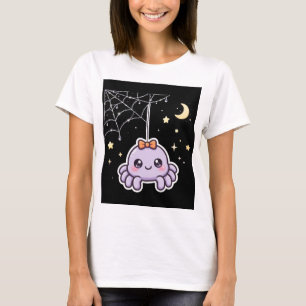 Cute Spider On Sparkly Web Halloween T-Shirt