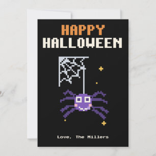 Cute Spider Pixel Art Halloween Card