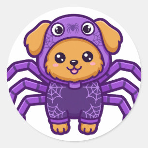 Cute Spider Puppy Halloween Classic Round Sticker