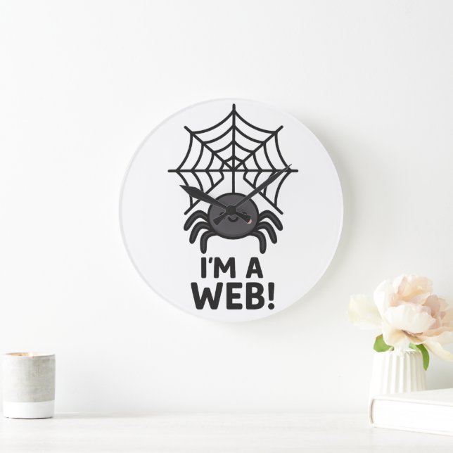 Cute Spider Sticker 🕷️✨ | Cartoon Web Fun" Large Clock (Home)