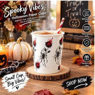 Cute Spider Watercolor Halloween Party Paper Cups