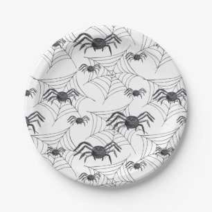 Cute Spider Watercolor Halloween Party Paper Plate