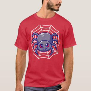Cute Spider With Net Cartoon T-Shirt