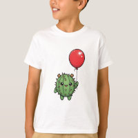 Cute Spiky Cactus Holding Red Balloon Kids