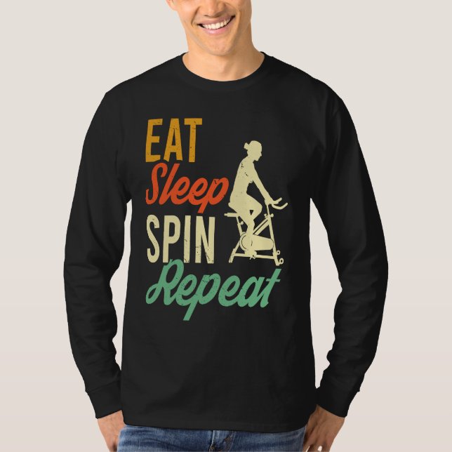 Cute Spin Instructor Spinning Cycle Bike Spinner W T-Shirt (Front)