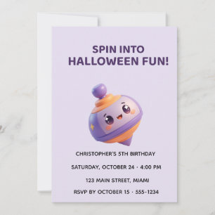 Cute Spinning Top Halloween Birthday Invitation