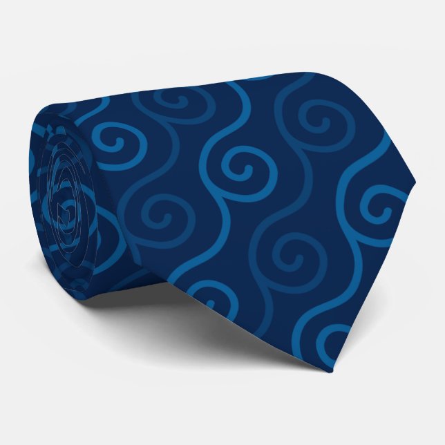 Cute Spiral Blue  Tie (Rolled)