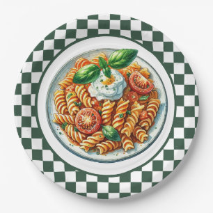 Cute spiral pasta dinner paper plate