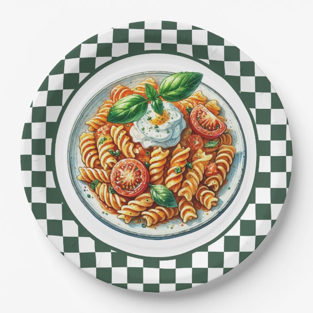 Cute spiral pasta dinner  paper plate (Front)