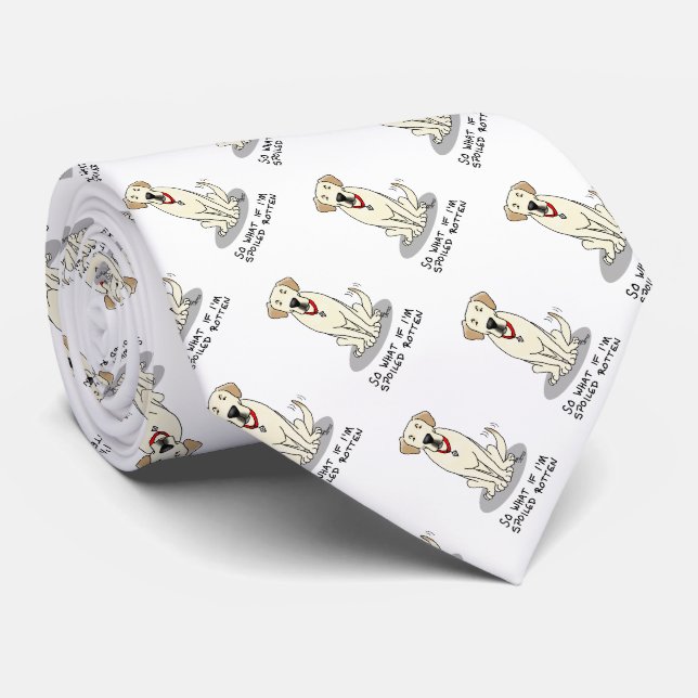 Cute Spoiled Rotten Yellow Labrador Retriever Dog Tie (Rolled)