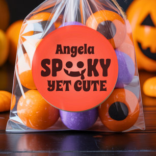 Cute Spook Birthday Groovy Retro Font Orange Classic Round Sticker