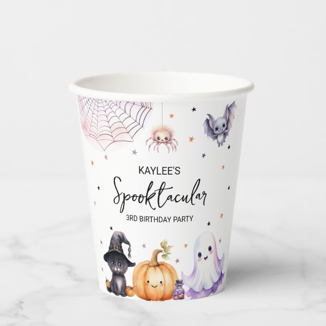 Cute Spooktacular Birthday Party Paper Cups (Front)
