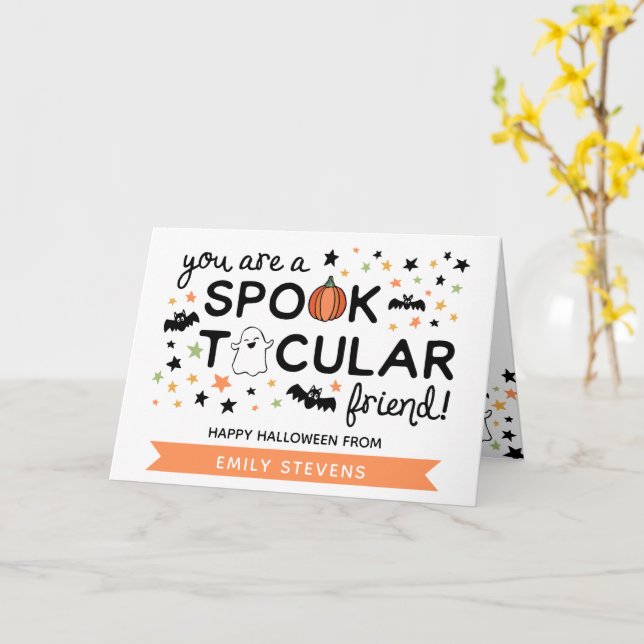 Cute Spooktacular Friend Happy Halloween Card (Yellow Flower)