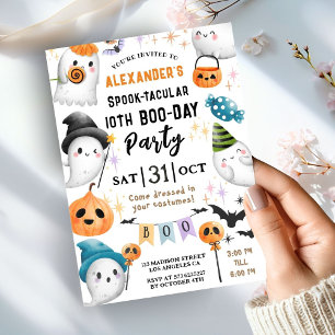 Cute Spooktacular Halloween 10th Birthday Cute Boy Invitation