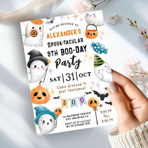 Cute Spooktacular Halloween 9th Birthday Cute Boy Invitation