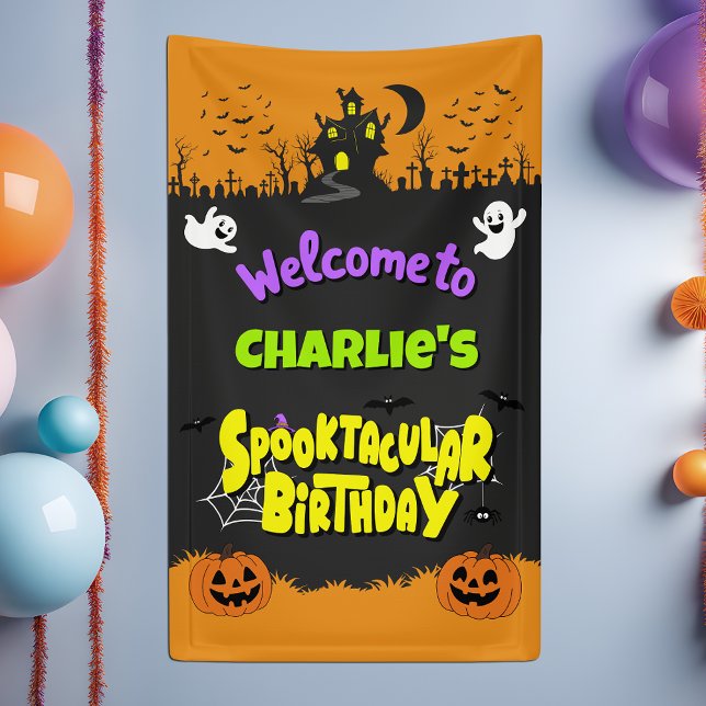 Cute Spooktacular Halloween Birthday Party Welcome Banner (Creator Uploaded)