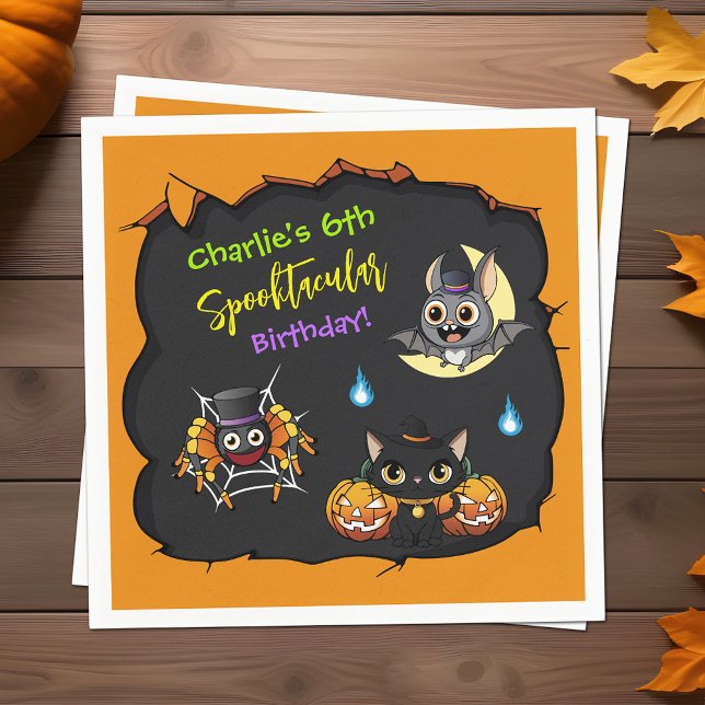 Cute Spooktacular Halloween Monster Birthday Party Napkin (Creator Uploaded)