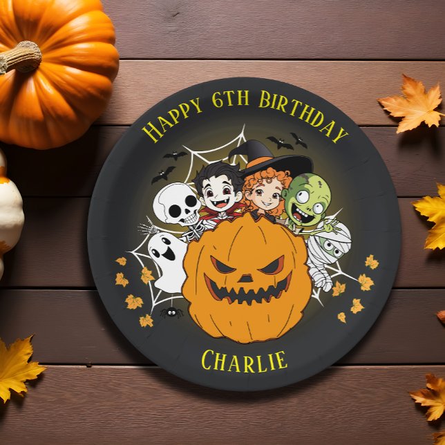 Cute Spooktacular Halloween Monster Birthday Party Paper Plate (Creator Uploaded)