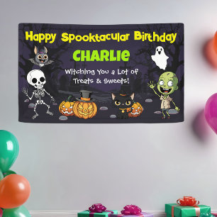 Cute Spooktacular Halloween Monster Fun Birthday Banner