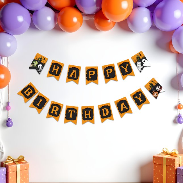 Cute Spooktacular Halloween Monster Happy Birthday Bunting (Creator Uploaded)