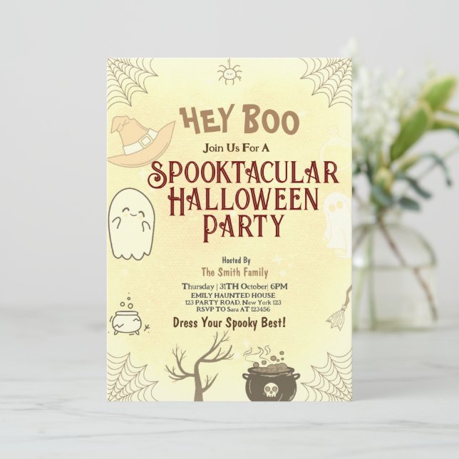 Cute Spooktacular Halloween Party Invitation (Standing Front)