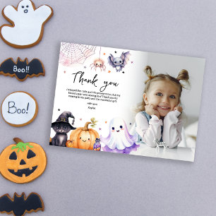 Cute Spooktacular Photo Birthday Party Thank You Card