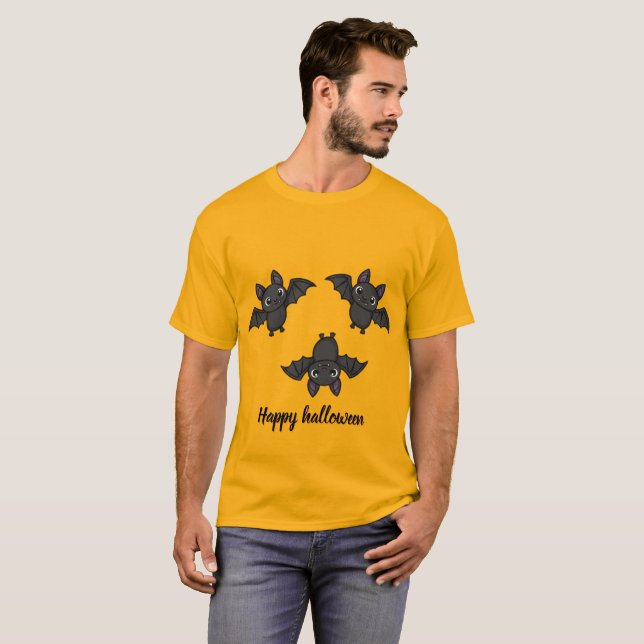 Cute Spooky Bats Happy Halloween Graphic Tee (Front Full)