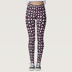 Cute Spooky Black and Pink Halloween Pattern Leggings
