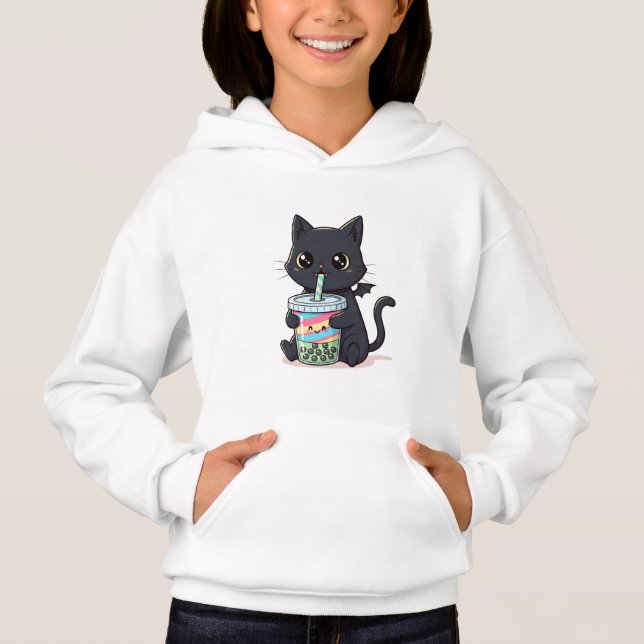 Cute Spooky Black Cat and Boba Potion (Front)