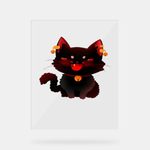 Cute Spooky Black Cat with Bells Classic T-Shirt Acrylic Sign