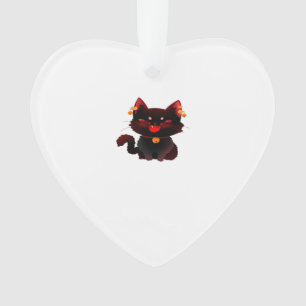 Cute Spooky Black Cat with Bells Classic T-Shirt Ornament