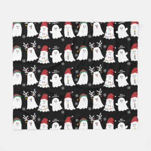 Cute Spooky Christmas Ghost Fleece Blanket