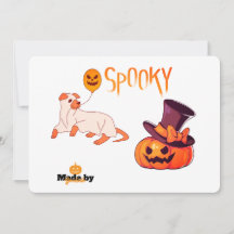 Cute Spooky Dog Ghost & Pumpkin Halloween Design –