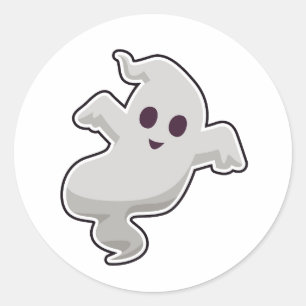 Cute Spooky Flying Ghost Friendly Halloween Cartoo Classic Round Sticker