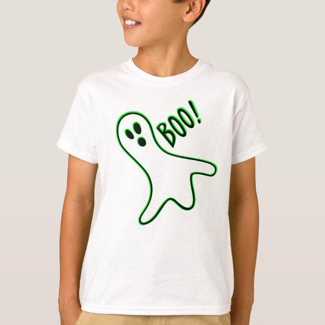 Cute Spooky Ghost Boys Halloween Trick or Treat T-Shirt (Front)