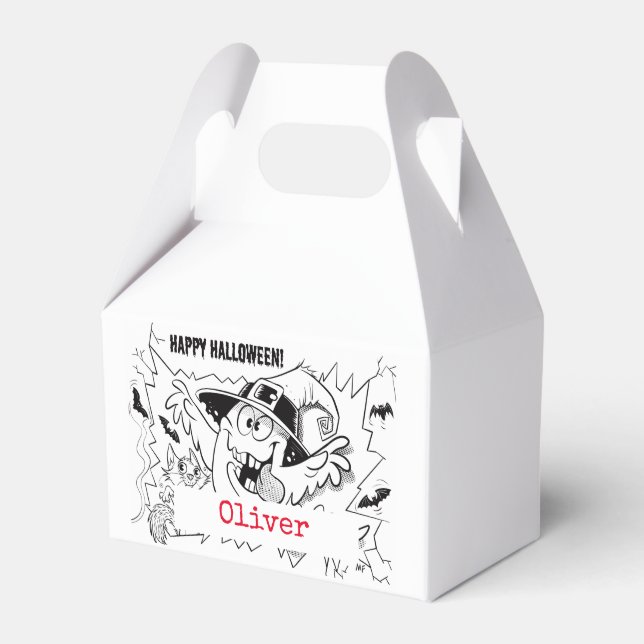 Cute spooky ghost cartoon children custom favour box (Front Side)