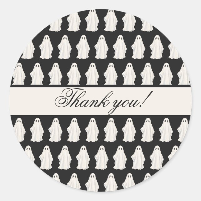 Cute Spooky Ghost Classic Round Sticker (Front)