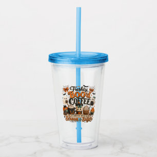 Cute Spooky Ghost Coffee Lover Halloween Acrylic Tumbler