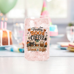 Cute Spooky Ghost Coffee Lover Halloween Can Glass