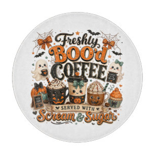 Cute Spooky Ghost Coffee Lover Halloween Cutting Board