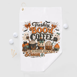 Cute Spooky Ghost Coffee Lover Halloween Golf Towel
