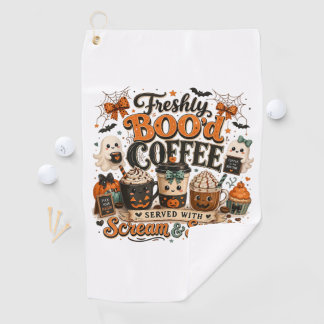 Cute Spooky Ghost Coffee Lover Halloween Golf Towel