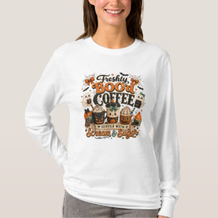 Cute Spooky Ghost Coffee Lover Halloween T-Shirt