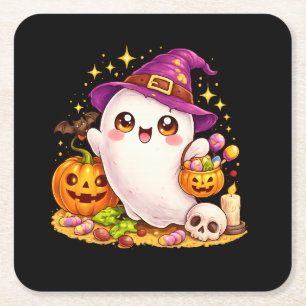 Cute Spooky Ghost Halloween Kawaii Coasters