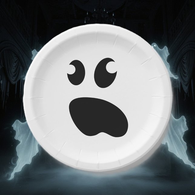 Cute spooky ghost Halloween party paper plates (Creator Uploaded)