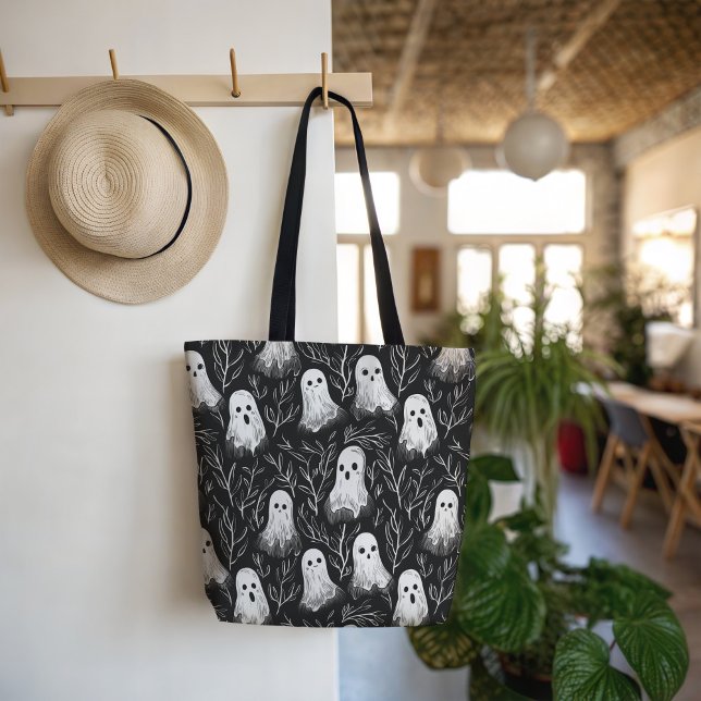 Cute Spooky Ghost Halloween Pattern Tote Bag (Creator Uploaded)