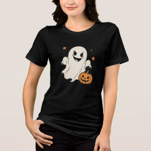 Cute Spooky Ghost Halloween T-Shirt Design Tri-Blend Shirt
