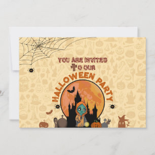 Cute Spooky Ghost Kids Halloween Party Invitation